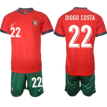 Kupiti-Prodajo-Moski-Nogometni-dresi-Portugalska-Domaci-Euro-2024-Kratek-Rokav-Kratke-hlace-Diogo-Costa-22