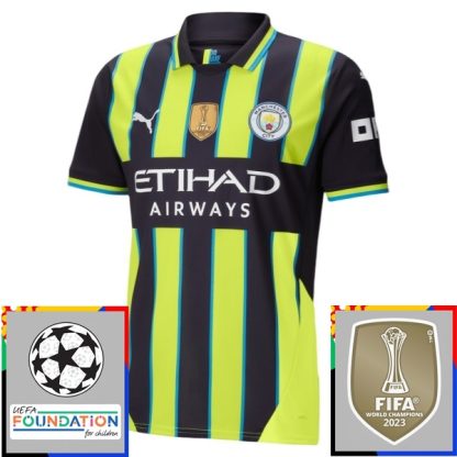 Kupiti-prodajo-Moski-Nogometni-dresi-Manchester-City-Gostujoci-Champions-League-With-Patch-2024-2025