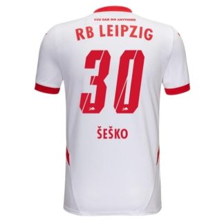 Kupiti-prodajo-Moski-Nogometni-dresi-RB-Leipzig-Domaci-2024-25-bela-rdeca-Kurzarm-Benjamin-Sesko-30